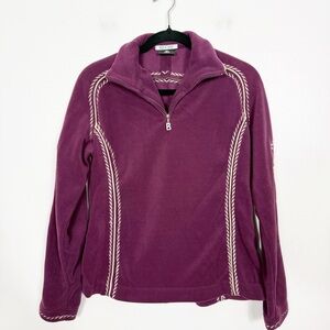 Bogner vintage floral heart embroidered ski quarter zip fleece pullover medium